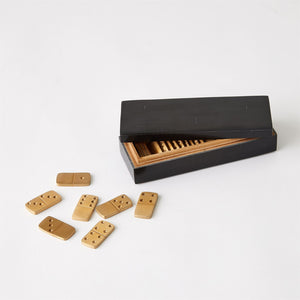 Boxed Bone Donimo Set, Black