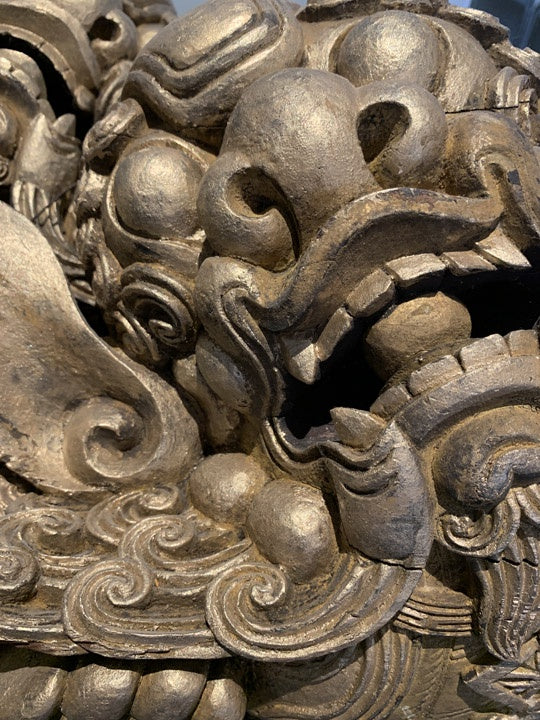 Antique Carved Chinese Dragons - pair
