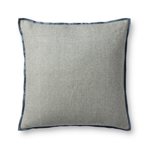 Flange Throw Pillow Cover, Blue, 22" Square