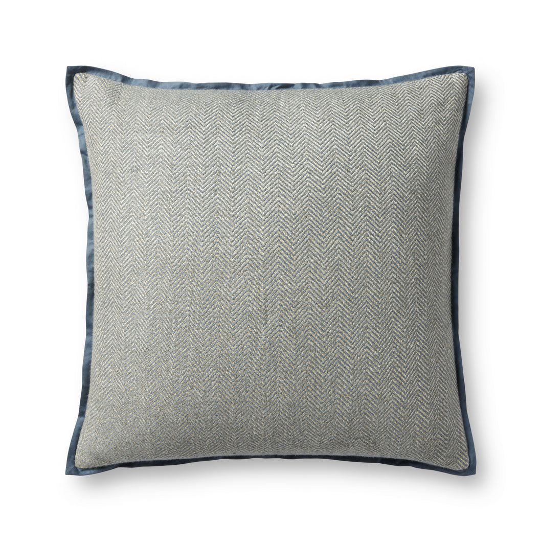 Flange Throw Pillow Cover, Blue, 22