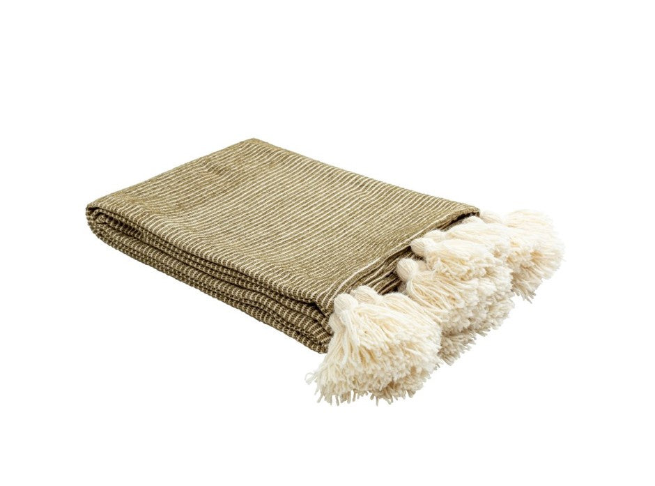 Kapri Throw w/ Tassels - Olive