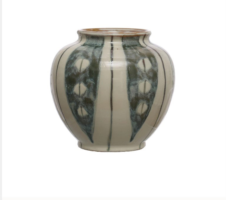Indie Hand Painted Stoneware Vase