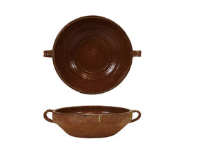 Rusty Handmade Terra-cotta Bowl with Handles (Each Will Vary)