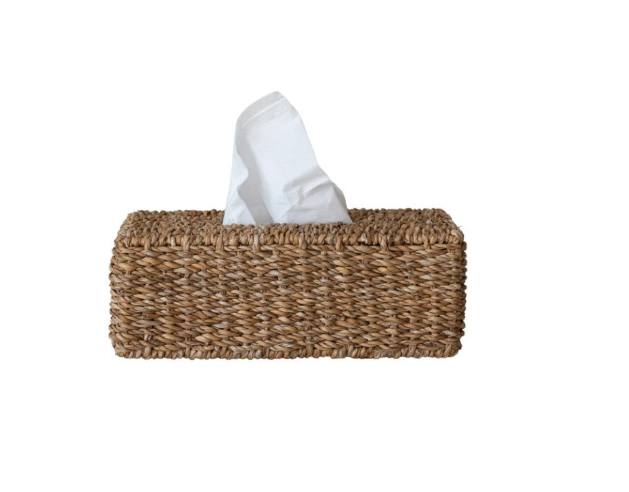 Tearey Hand-Woven Seagrass Tissue Box Cover, Natural