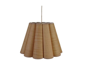 Raffia Scalloped Pendant Lamp with Linen Trim, 8' Fabric Cord