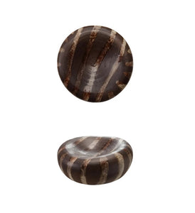Jambo Stoneware Bowl w/ Stripes, Reactive Glaze, Brown