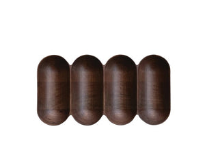 Mango Wood Serving Dish w/ 4 Sections, Walnut Finish
