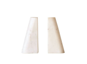Marble Bookends Set of 2 White 3"x2"x6"