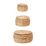 Water Hyacinth Baskets with Lid - Large