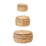 Water Hyacinth Baskets with Lid - Medium