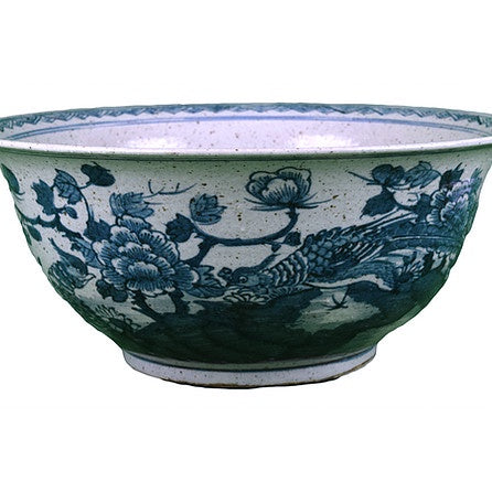 Porcelain Blue White Lrg Bowl w/Bird