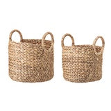 Round Hand-Woven Seagrass Baskets with Handles - Small