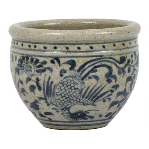 Porcelain Blue/White Small Bird Pot