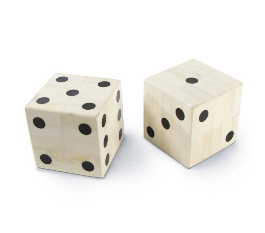 Oversized Bone Gaming Dice Pair