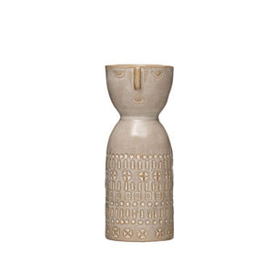 Stoneware Vase w/ Face 2"Rx5.5"H