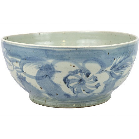 Porcelain Blue White Lrg Bowl w/Lotus