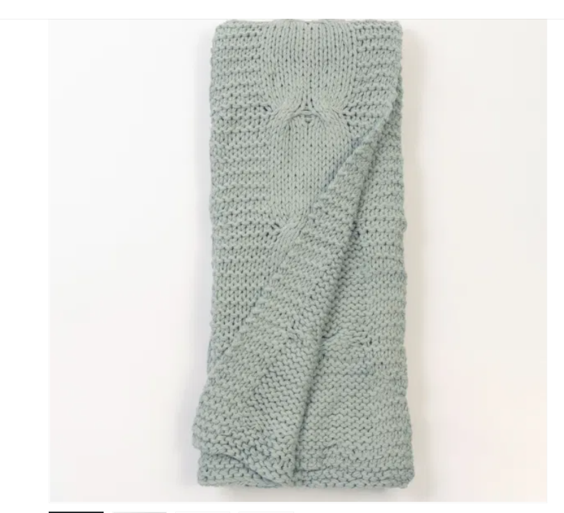 Micah Cable Knit Throw, Aqua 50